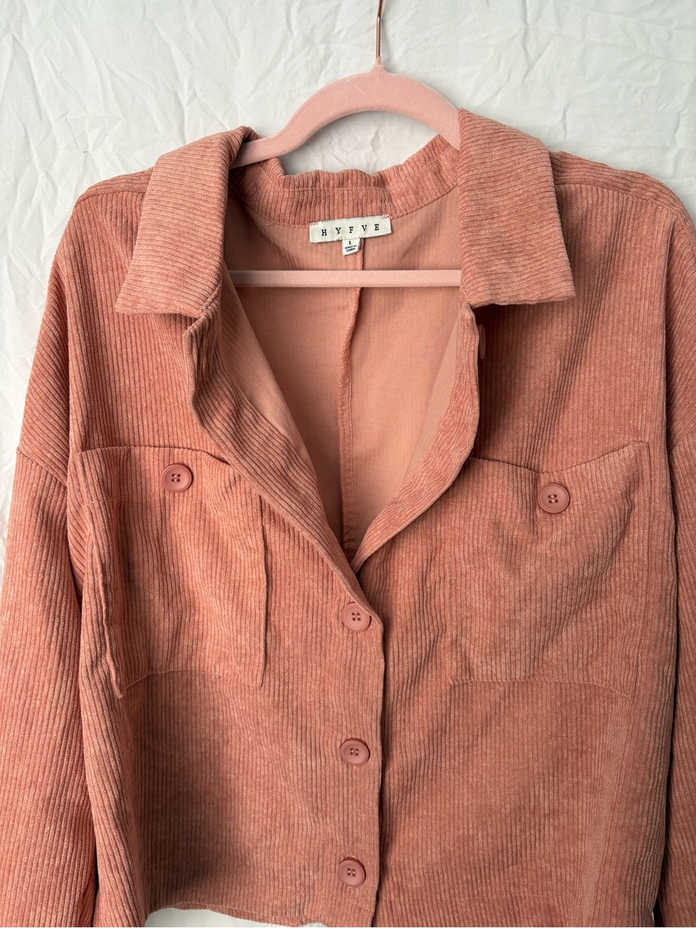 HYFVE Dusty Rose Corduroy Button Jacket - Picture 2 of 4